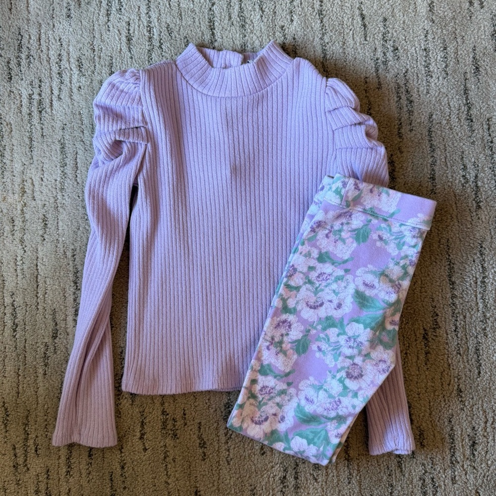 Janie and Jack Lavender Ribbed Turtleneck & Leggings